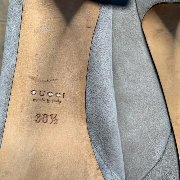 Gucci Grey Suede Closed-Toe Square Platform Stiletto Pump sz 38.5 / 8.5 - Picture 7 of 7